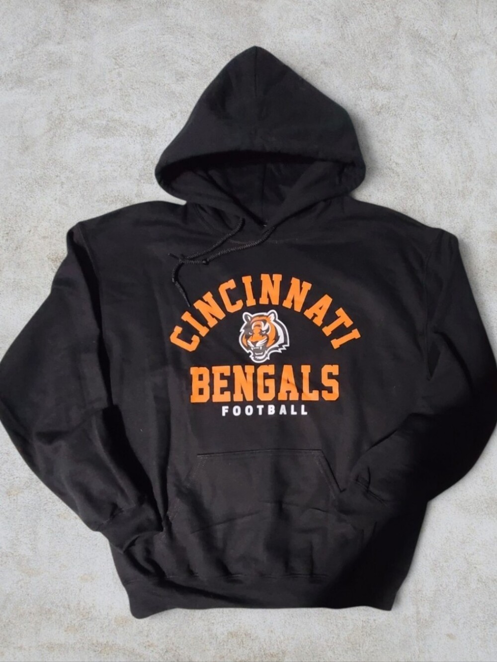 NFL Team Apparel Cincinnati Bengals Graphic Hoodie Black Orange Football Sz S